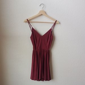 Silence + Noise Maroon Formal Short Cross-back V-neck Romper